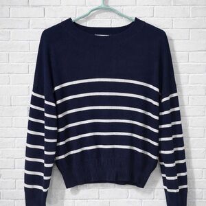 Z Supply Striped Navy and White Crew Neck Sweater